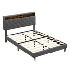 King-Size Upholstered Platform Bed Frame with Modern Button-Tufted