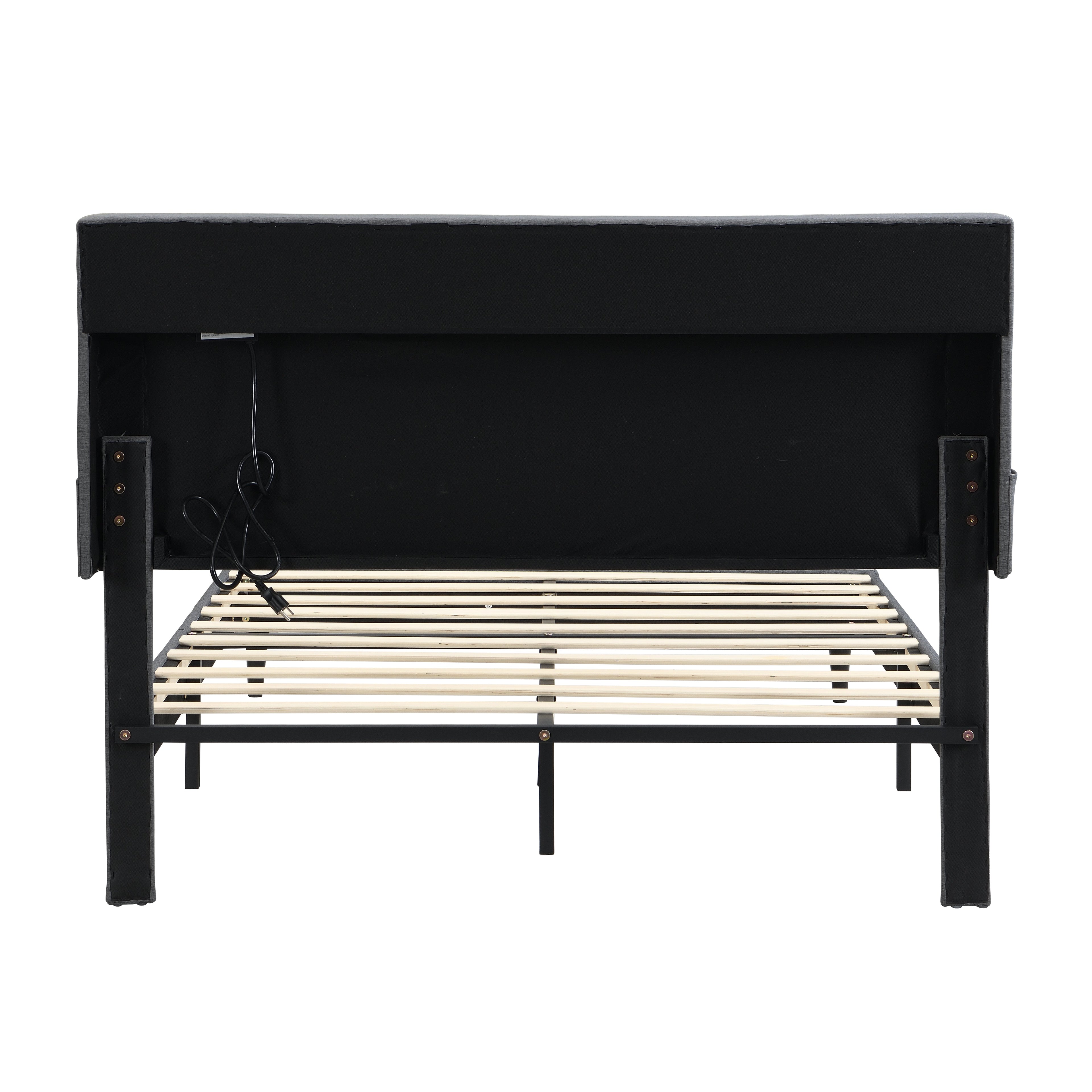 King-Size Upholstered Platform Bed Frame with Modern Button-Tufted