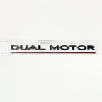 “Dual Motor Performance” Chrome Tesla Emblems | Genuine OEM Original Rear Trunk Badging