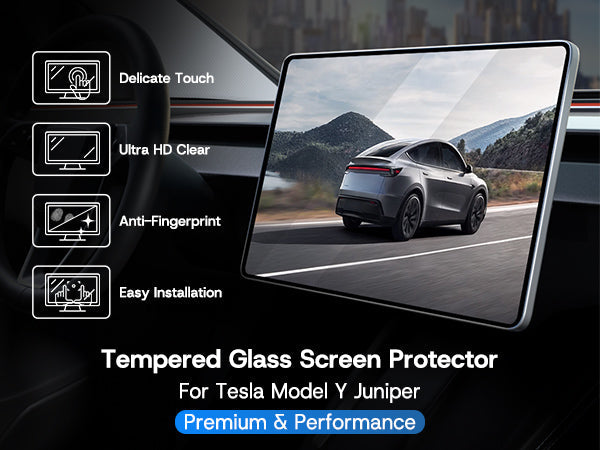Tesla Model Y Juniper 2025-2026 & Model 3 Highland 2024-2026+ Matte Screen Protector – 2-Pack 15.4” Front & Rear 9H+ Tempered Glass, 16” Front Screen Protector Only, Anti-Glare & Fingerprint Dashboard Display Cover