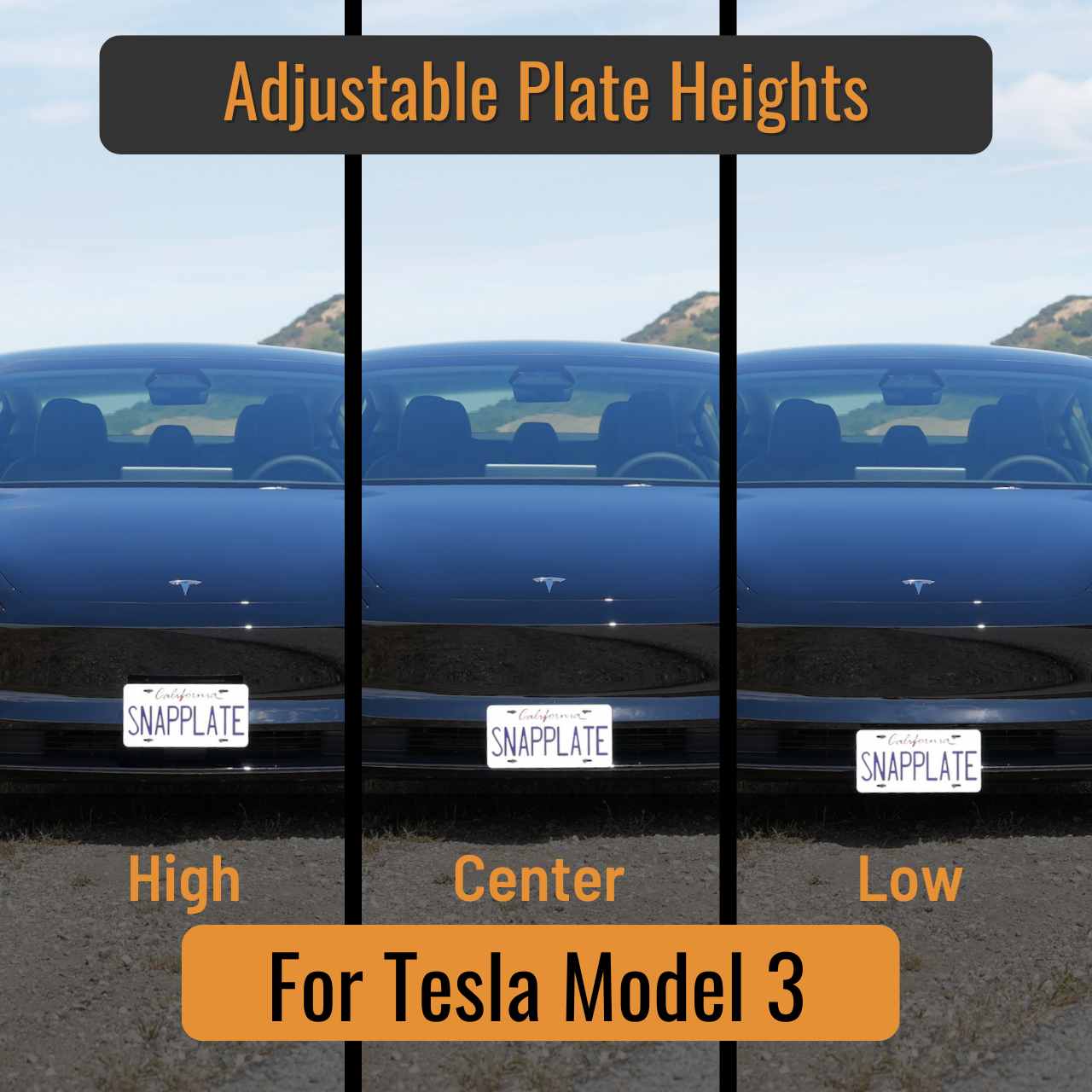 Tesla Model 3 SnapPlate Front License Plate Holder