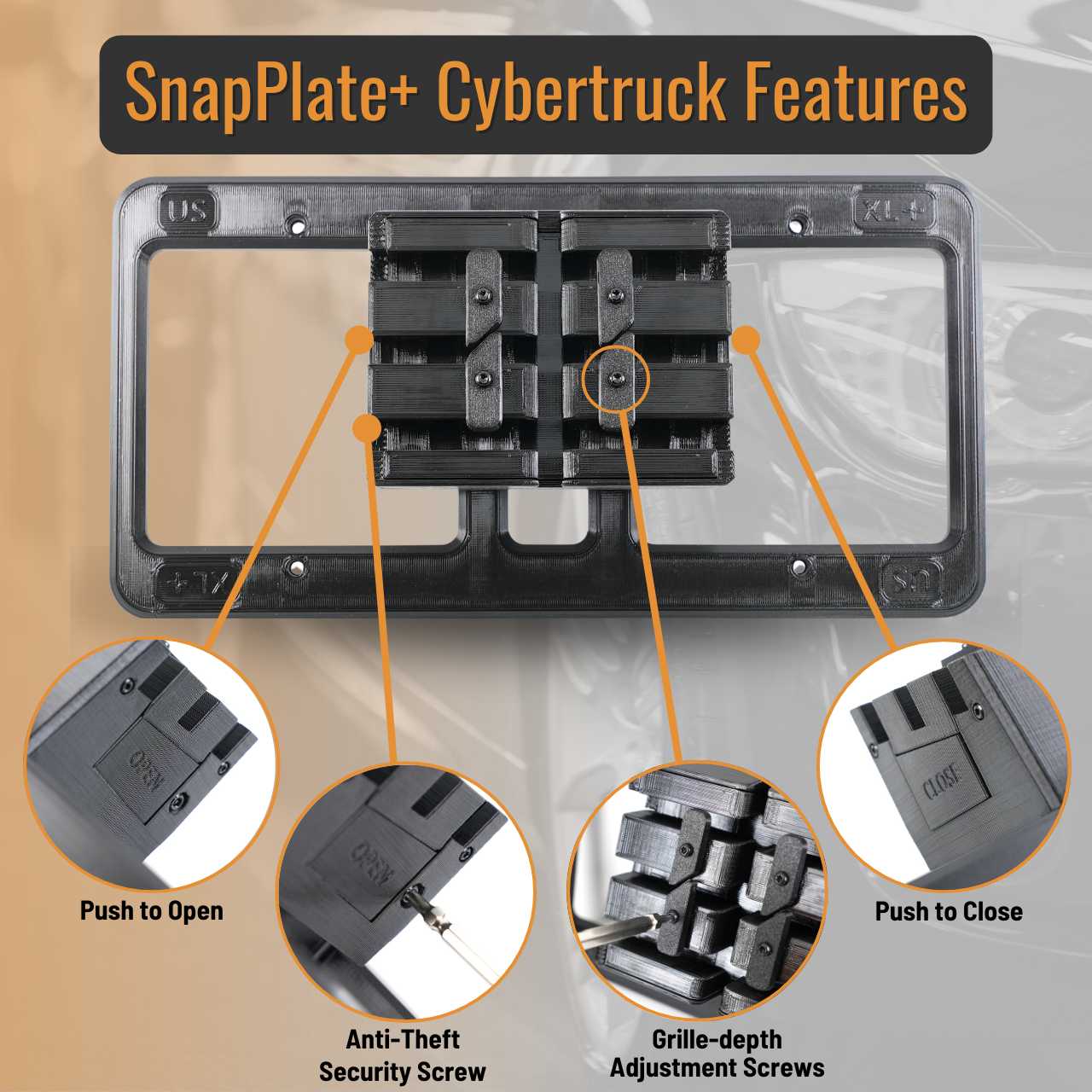 Tesla Cybertruck SnapPlate Front License Plate Holder