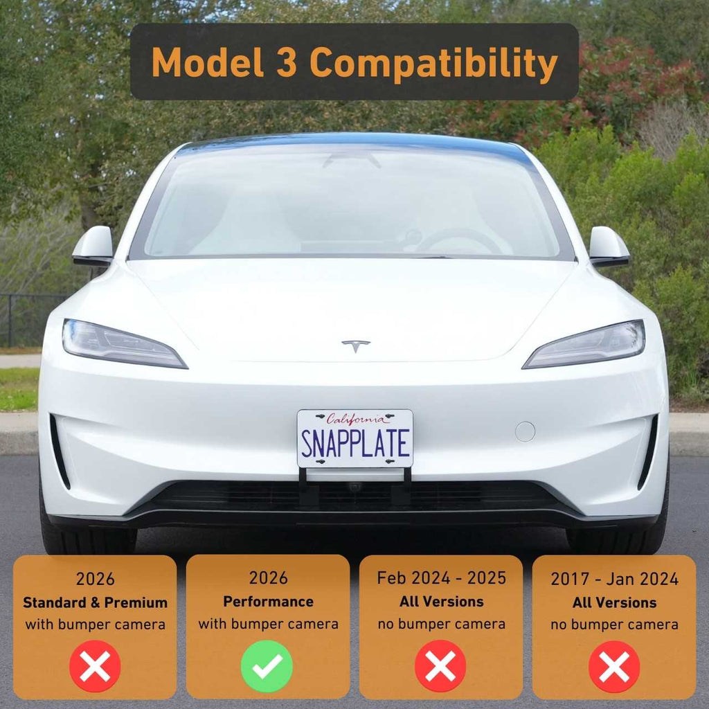 Tesla Model 3 SnapPlate Front License Plate Holder