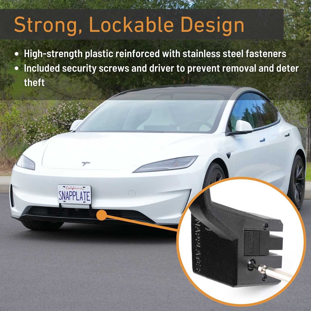Tesla Model 3 SnapPlate Front License Plate Holder