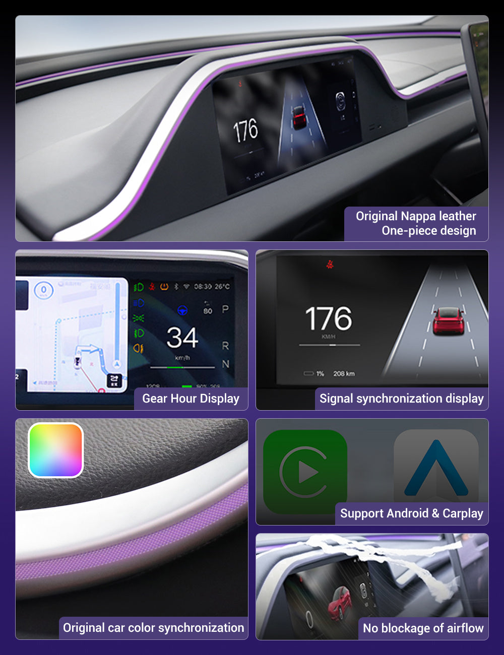 8.9'' Dashboard Display with Ambient Lighting for Model 3 Highland / Model Y Juniper