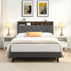 King-Size Upholstered Platform Bed Frame with Modern Button-Tufted