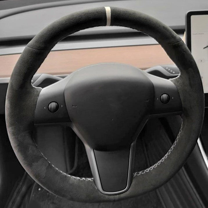 Alcantara Steering Wheel Cover for Model 3 / Y