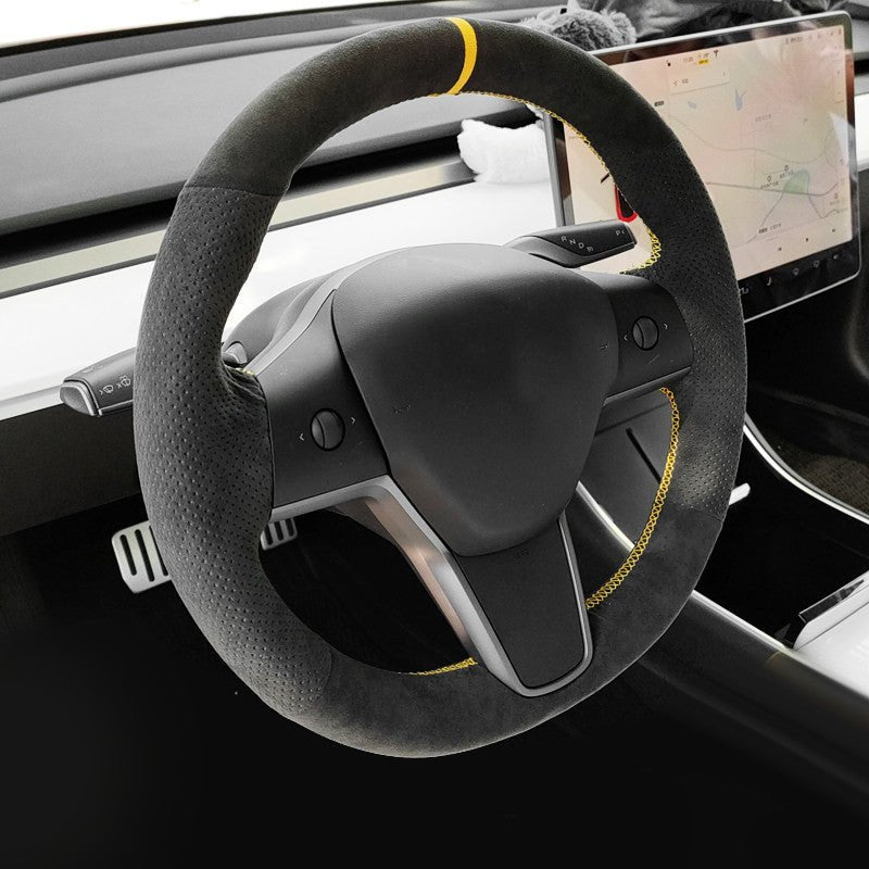 Alcantara Steering Wheel Cover for Model 3 / Y