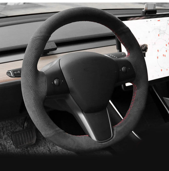 Alcantara Steering Wheel Cover for Model 3 / Y