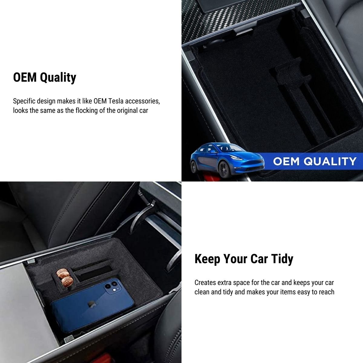 Armrest Organizer Console Tray for Model 3 / Model Y