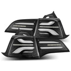 AlphaRex 20-22 Tesla Model Y PRO-Series LED Tail Lights Jet Black w/Seq Sig 601030 *Discontinued