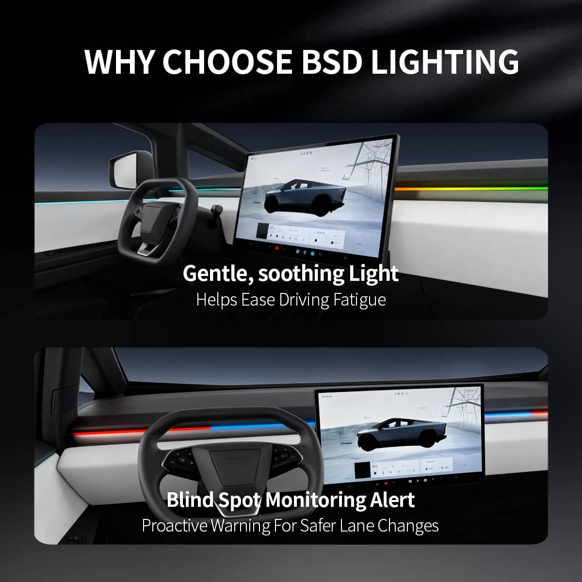 Cybertruck Smart BSD Blind Spot LED Ambient Lighting Kit |