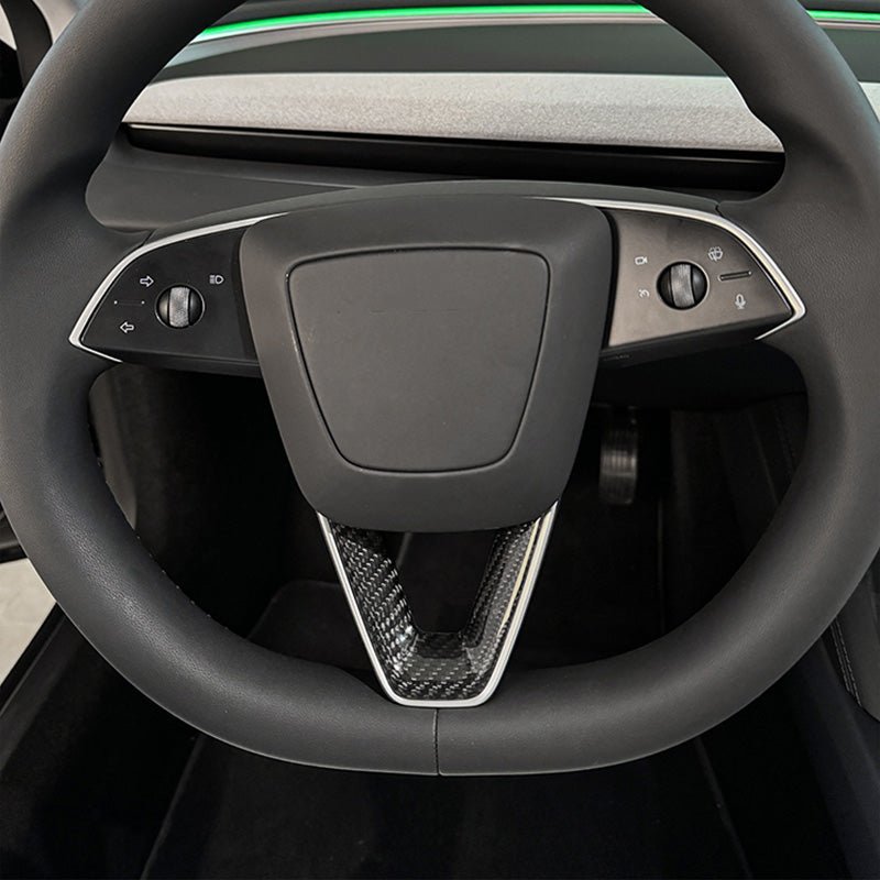 Dry Carbon Fiber Steering Wheel V-Cover for Model 3 Highland & Y Juniper