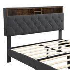 King-Size Upholstered Platform Bed Frame with Modern Button-Tufted