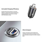 Dual-Port Fast Car Charger | PD 3.0 + QC 3.0 | 30W Output | Ultra-Compact Design