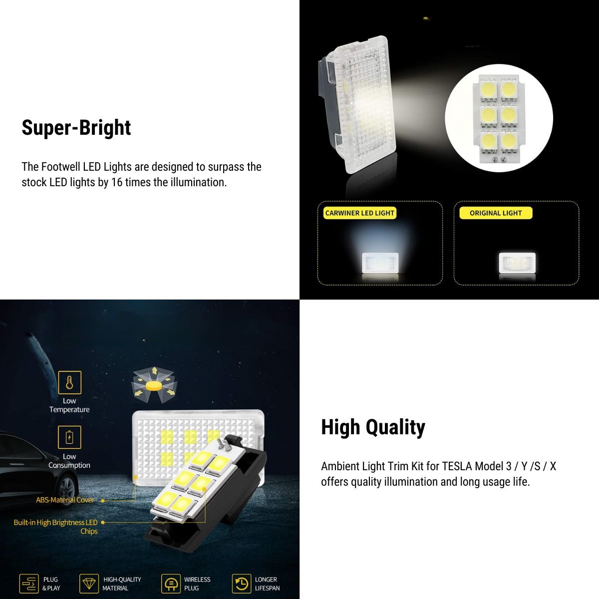 Footwell LED Lights for Model 3/Y/S/X