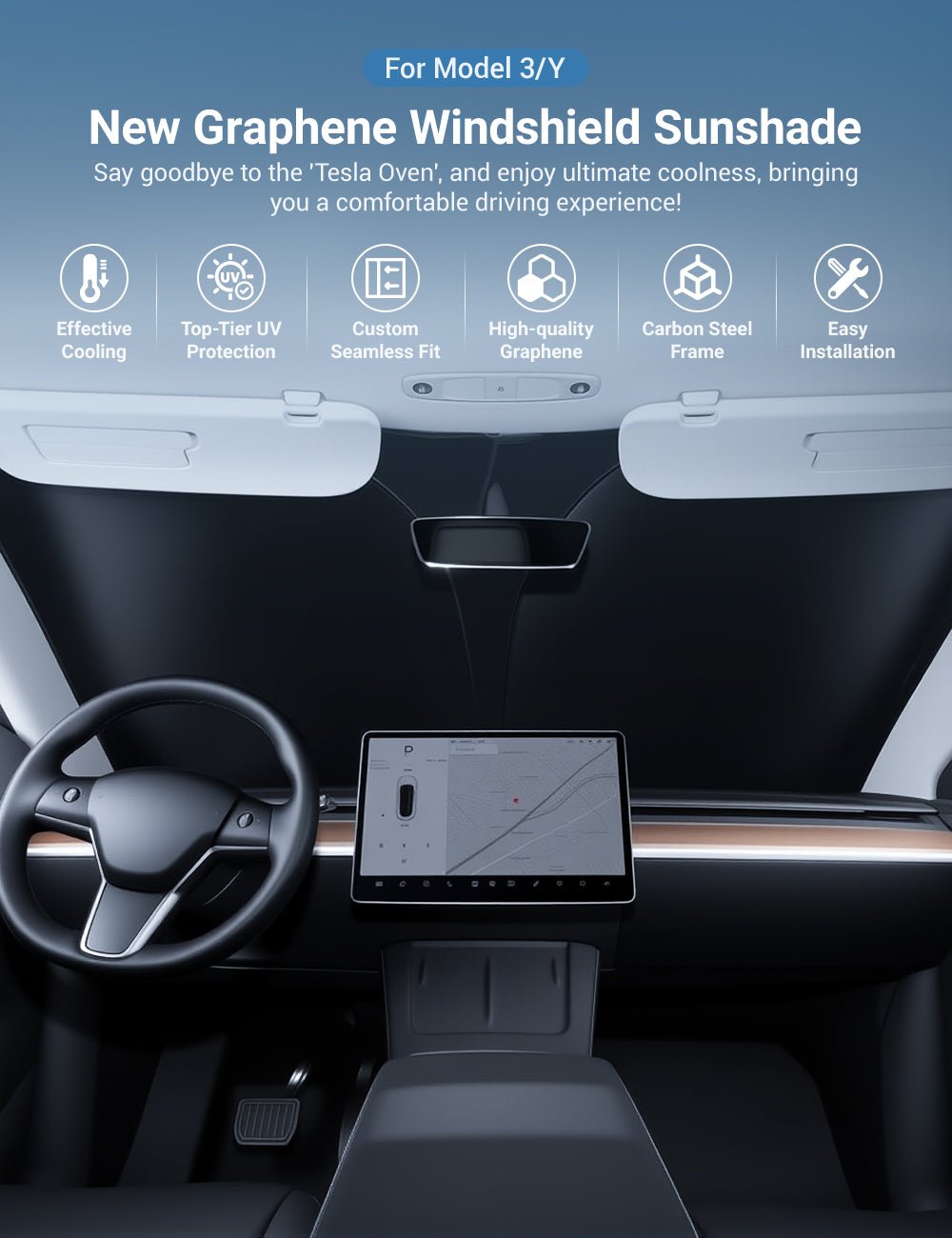Front Windshield Sunshade for Model 3 / Model Y |