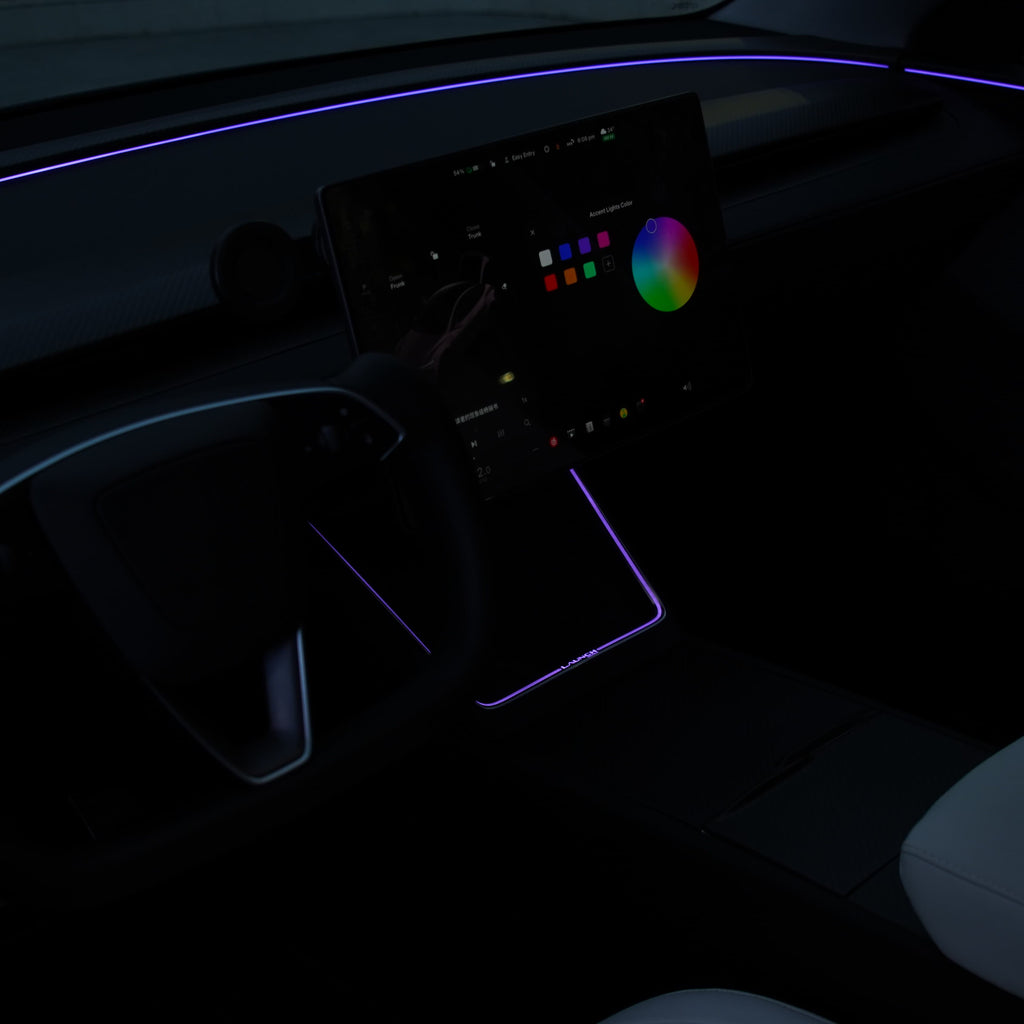 Laser-Carved Ambient Light for Model Y Juniper Wireless Charging Port |