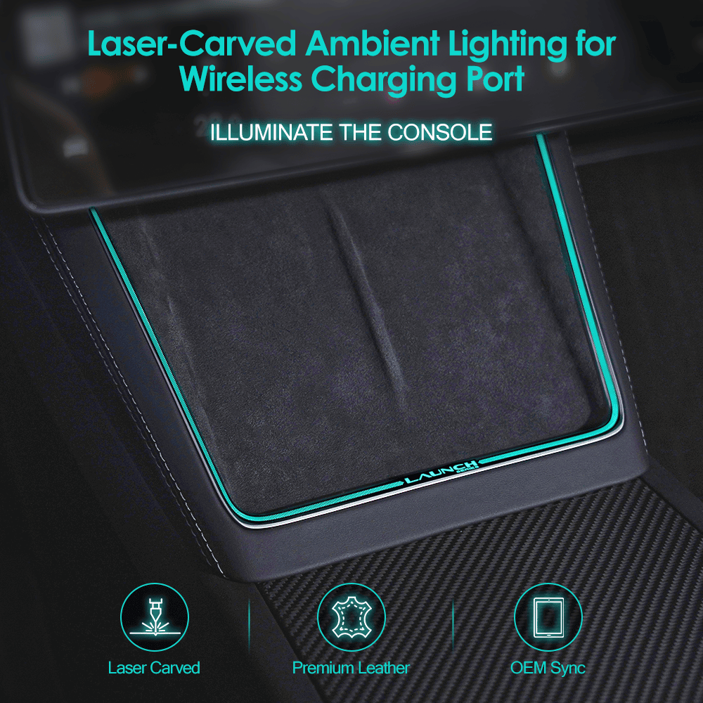 Laser-Carved Ambient Light for Model Y Juniper Wireless Charging Port |