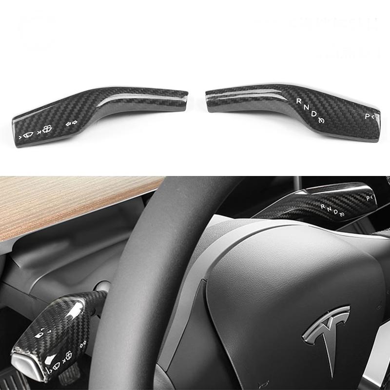 Model 3 / Y Turn Signal Stalk Cover - Dry Carbon Fiber Interior Mods