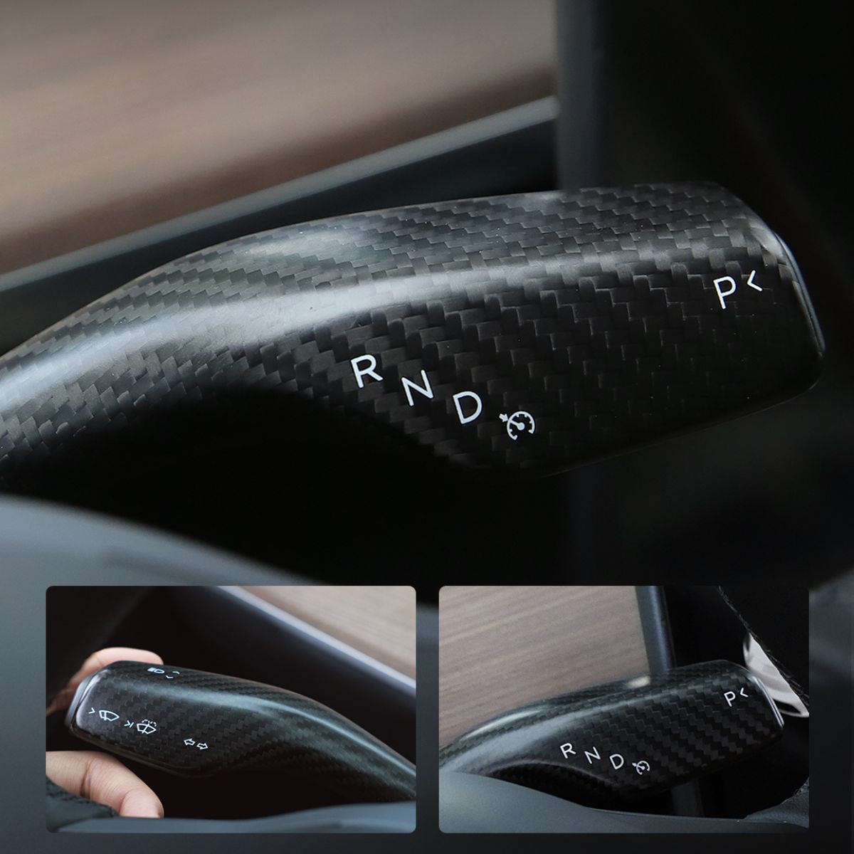 Model 3 / Y Turn Signal Stalk Cover - Dry Carbon Fiber Interior Mods