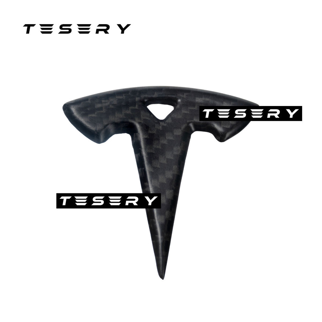 Model 3 / Y Steering Wheel Logo Cover - Carbon Fiber Interior Mods