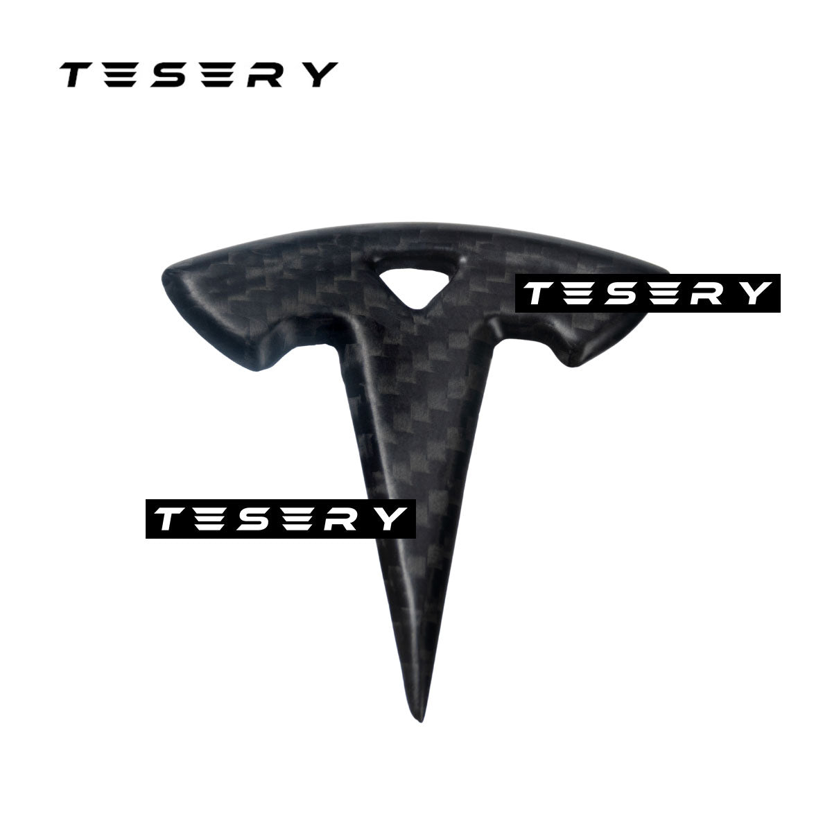 Model 3 / Y Steering Wheel Logo Cover - Carbon Fiber Interior Mods
