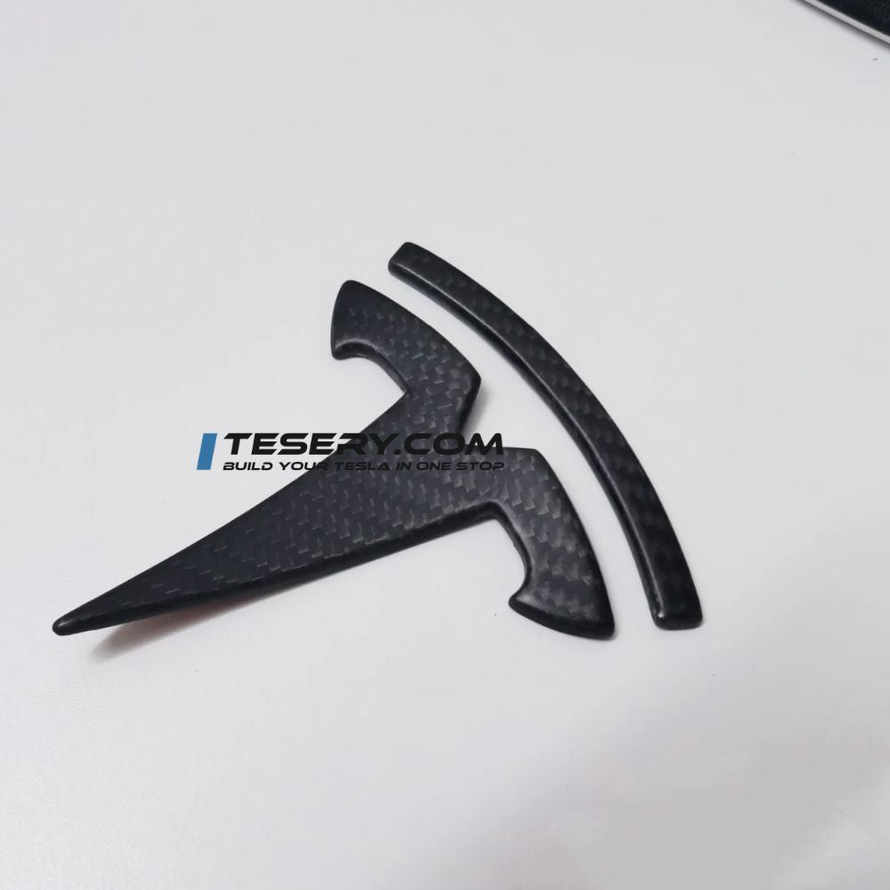 Model 3 / Y T Logo Overlay Front & Rear - Real Carbon Fiber Exterior