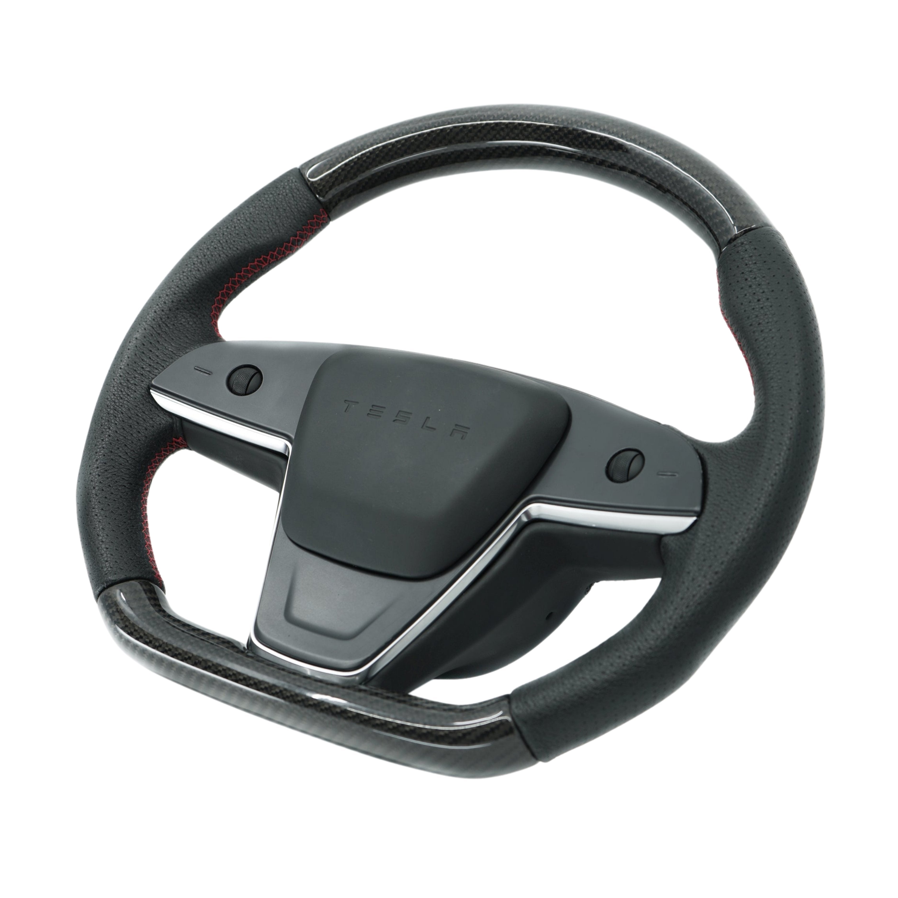 Touch Horn Plaid Round Steering Wheel Replacement for Tesla Model S / X 2021-2023