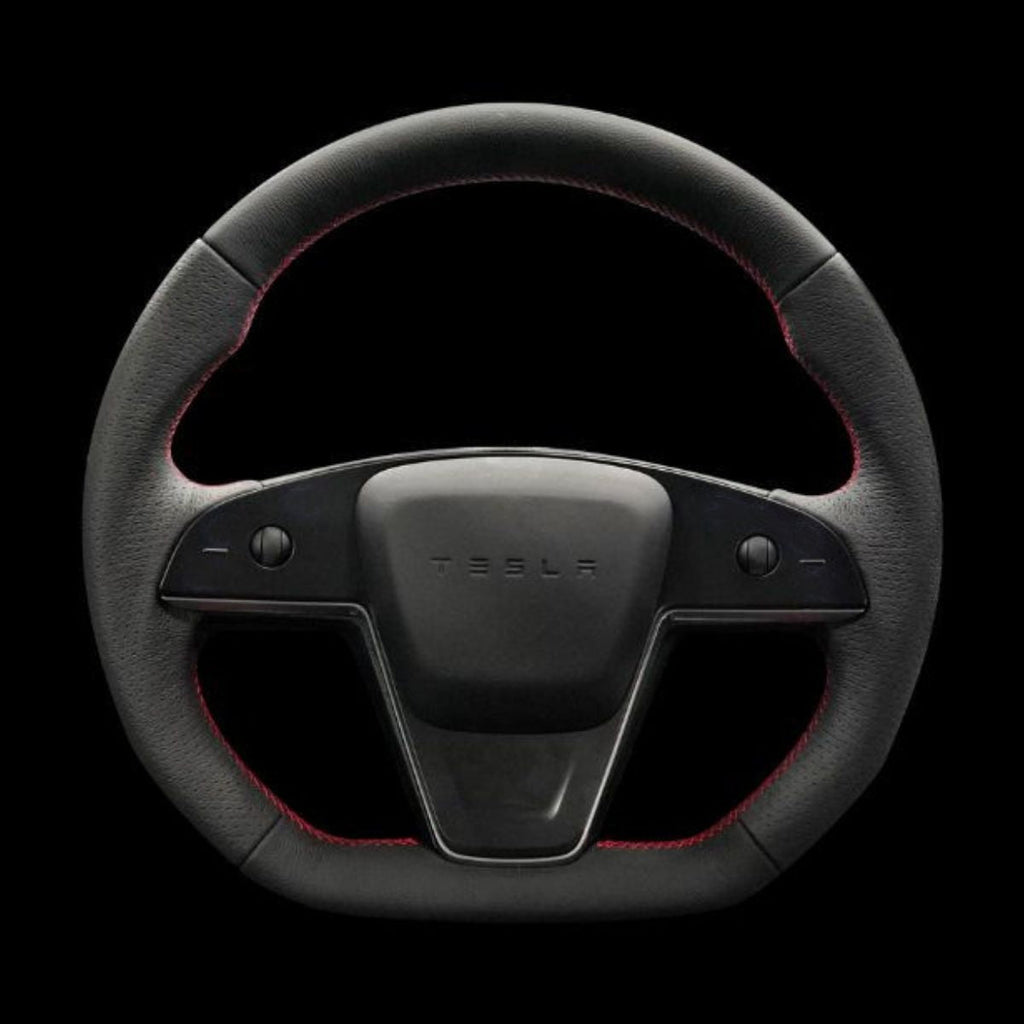 Touch Horn Plaid Round Steering Wheel Replacement for Tesla Model S / X 2021-2023