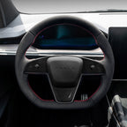 Touch Horn Plaid Round Steering Wheel Replacement for Tesla Model S / X 2021-2023