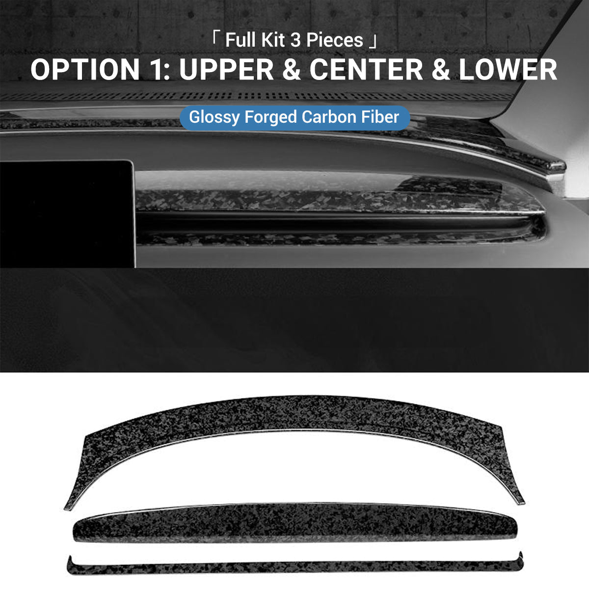 Real Dry Carbon Fiber Dashboard Cover Overlay for Model 3 Highland / Model Y Juniper