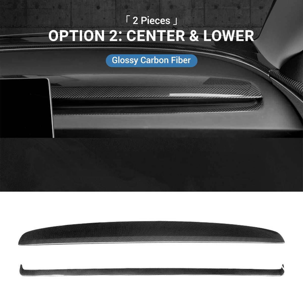 Real Dry Carbon Fiber Dashboard Cover Overlay for Model 3 Highland / Model Y Juniper