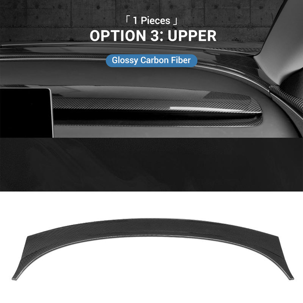 Real Dry Carbon Fiber Dashboard Cover Overlay for Model 3 Highland / Model Y Juniper