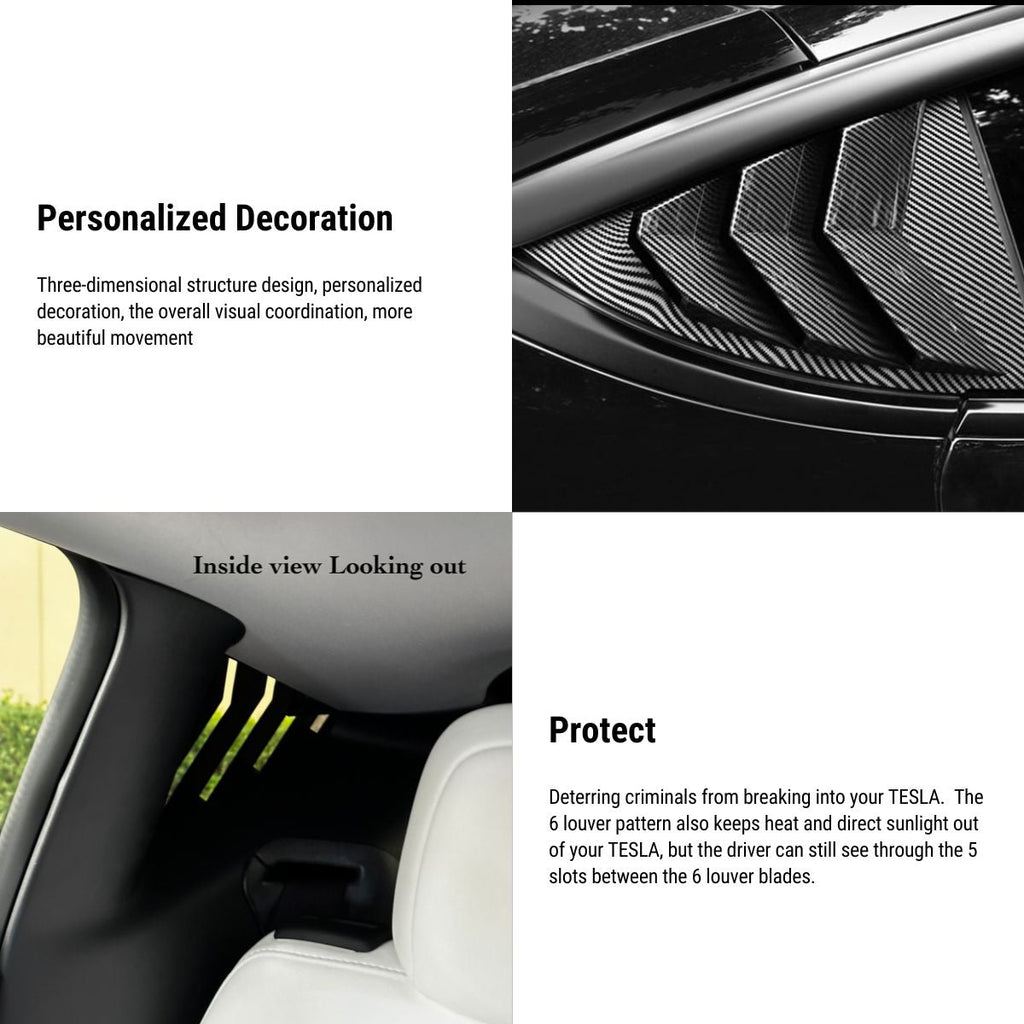 Rear Side Window Louvers Cover for Model Y | 3 Finishes | 2-Pack