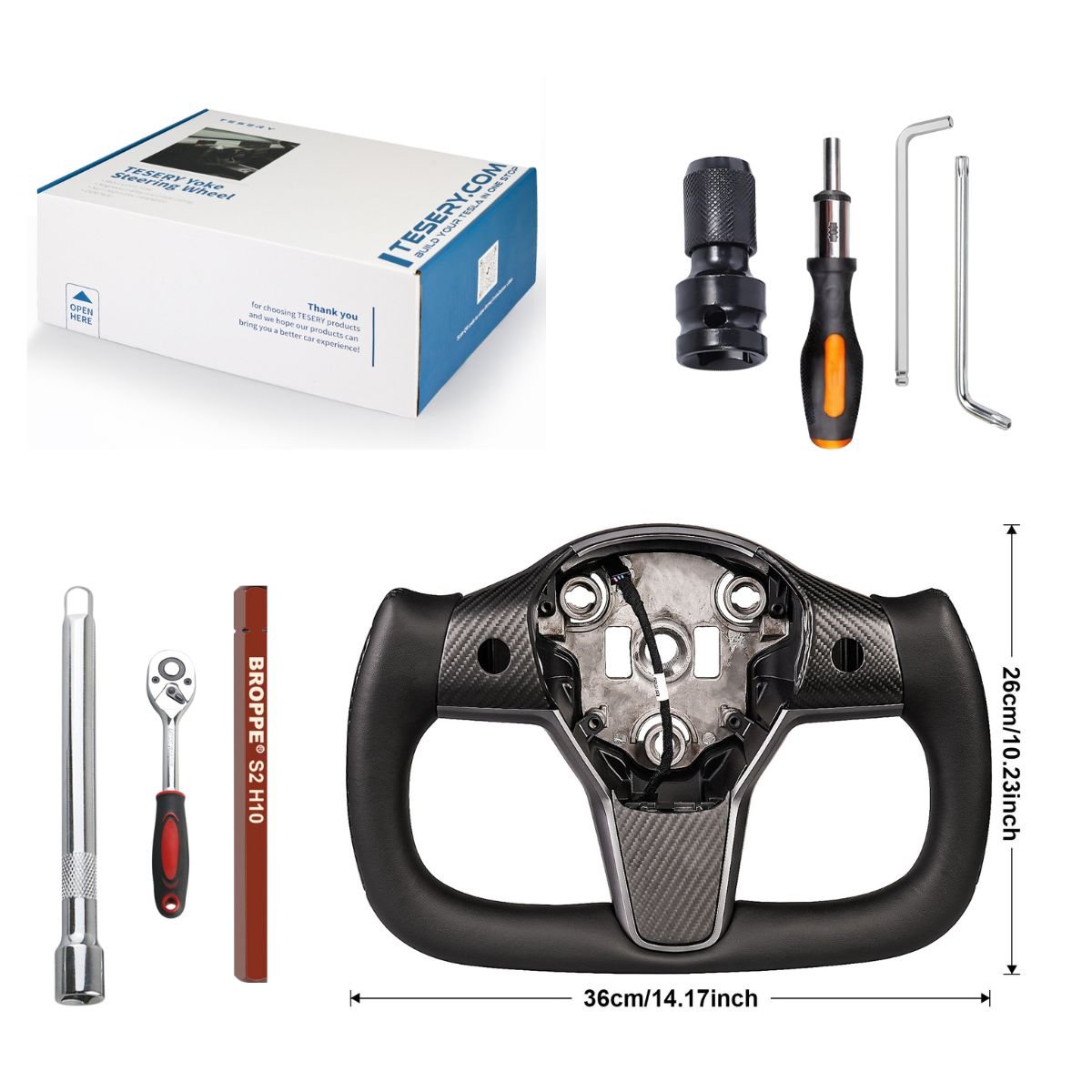 Yoke Carbon Fiber Steering Wheel for Tesla Model 3 / Y【Style 34】
