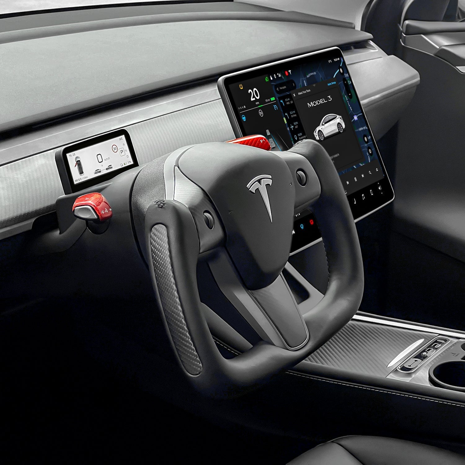Yoke Carbon Fiber Steering Wheel for Tesla Model 3 / Y【Style 34】