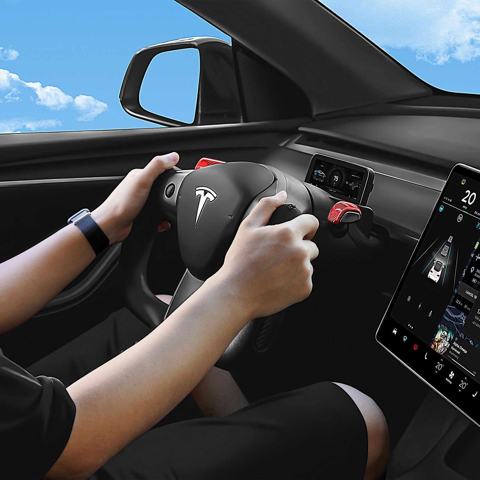 Yoke Carbon Fiber Steering Wheel for Tesla Model 3 / Y【Style 34】