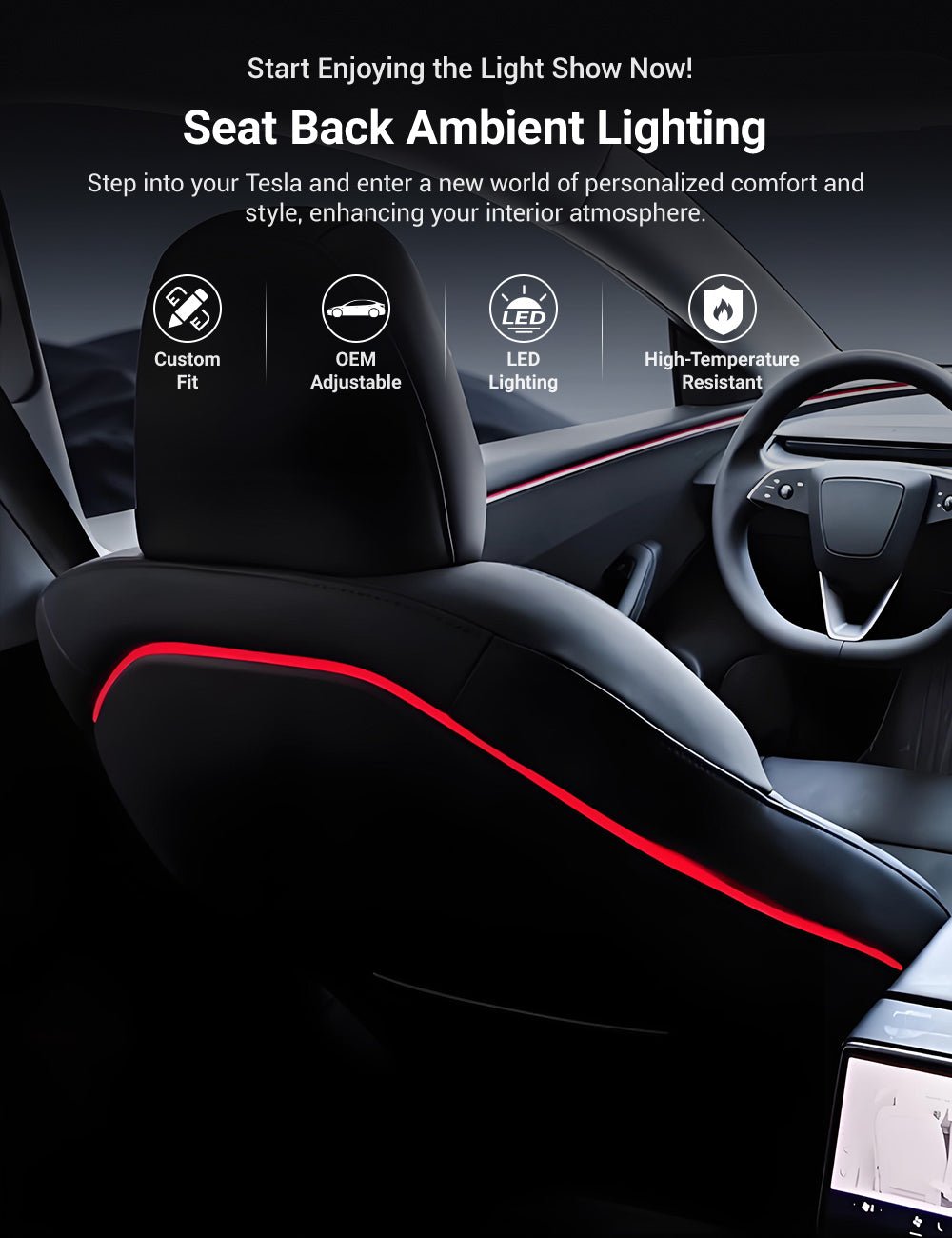 Seat Back Ambient Lighting for Model 3 Highland & Model Y Juniper (2PCS) |