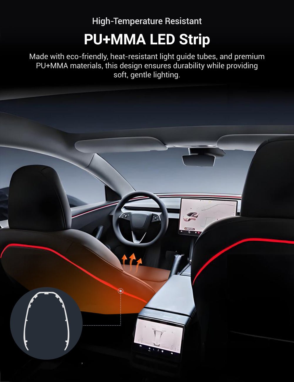 Seat Back Ambient Lighting for Model 3 Highland & Model Y Juniper (2PCS) |