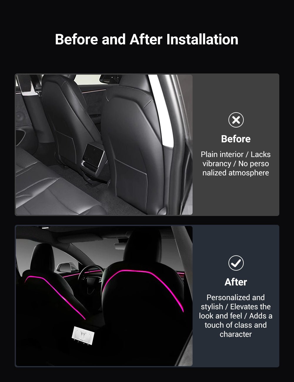Seat Back Ambient Lighting for Model 3 Highland & Model Y Juniper (2PCS) |