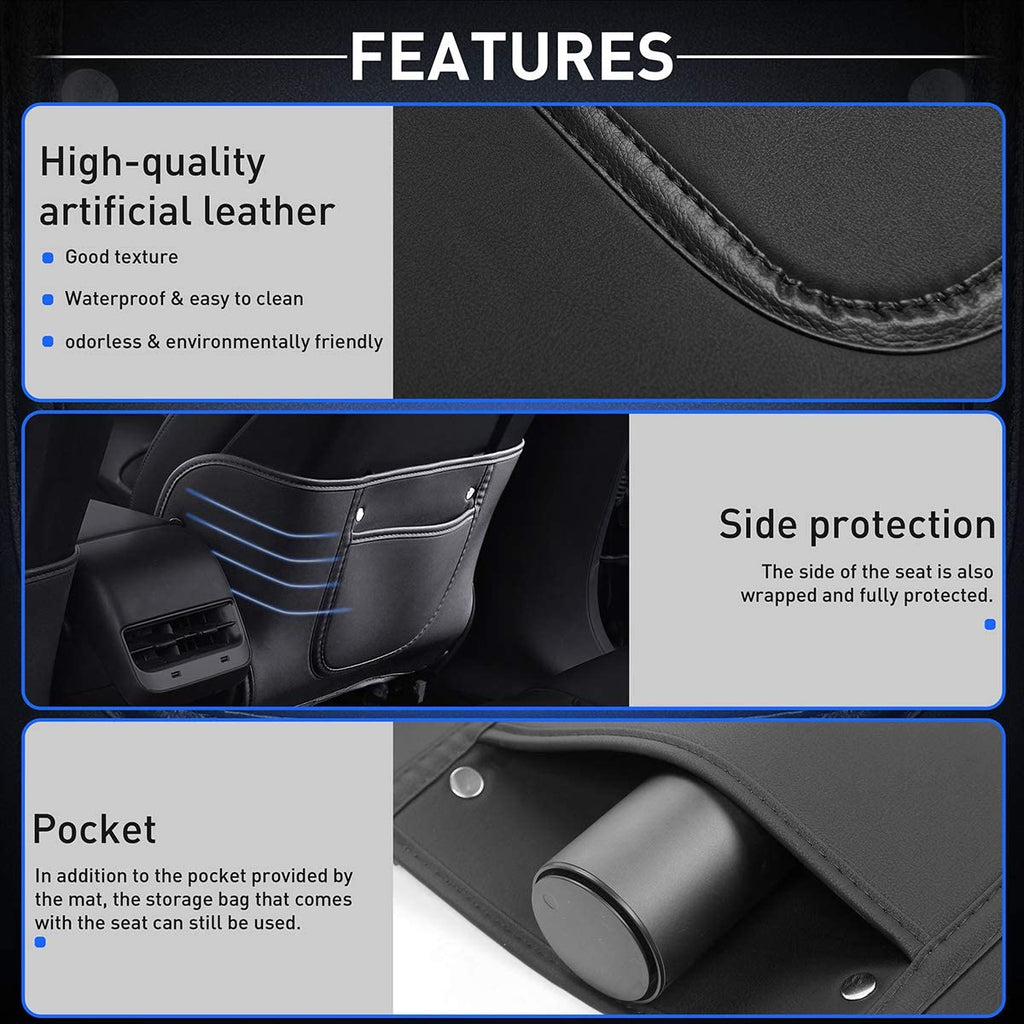 Seat Back Kick Protector for Model 3/Y | Storage Pockets | Easy Clean |