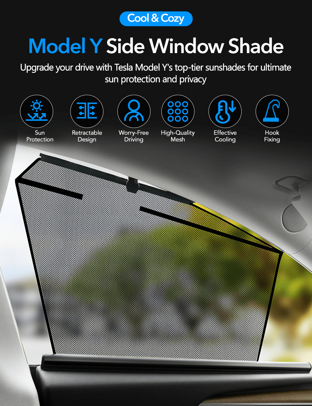 Side Window Shade for Tesla Model Y