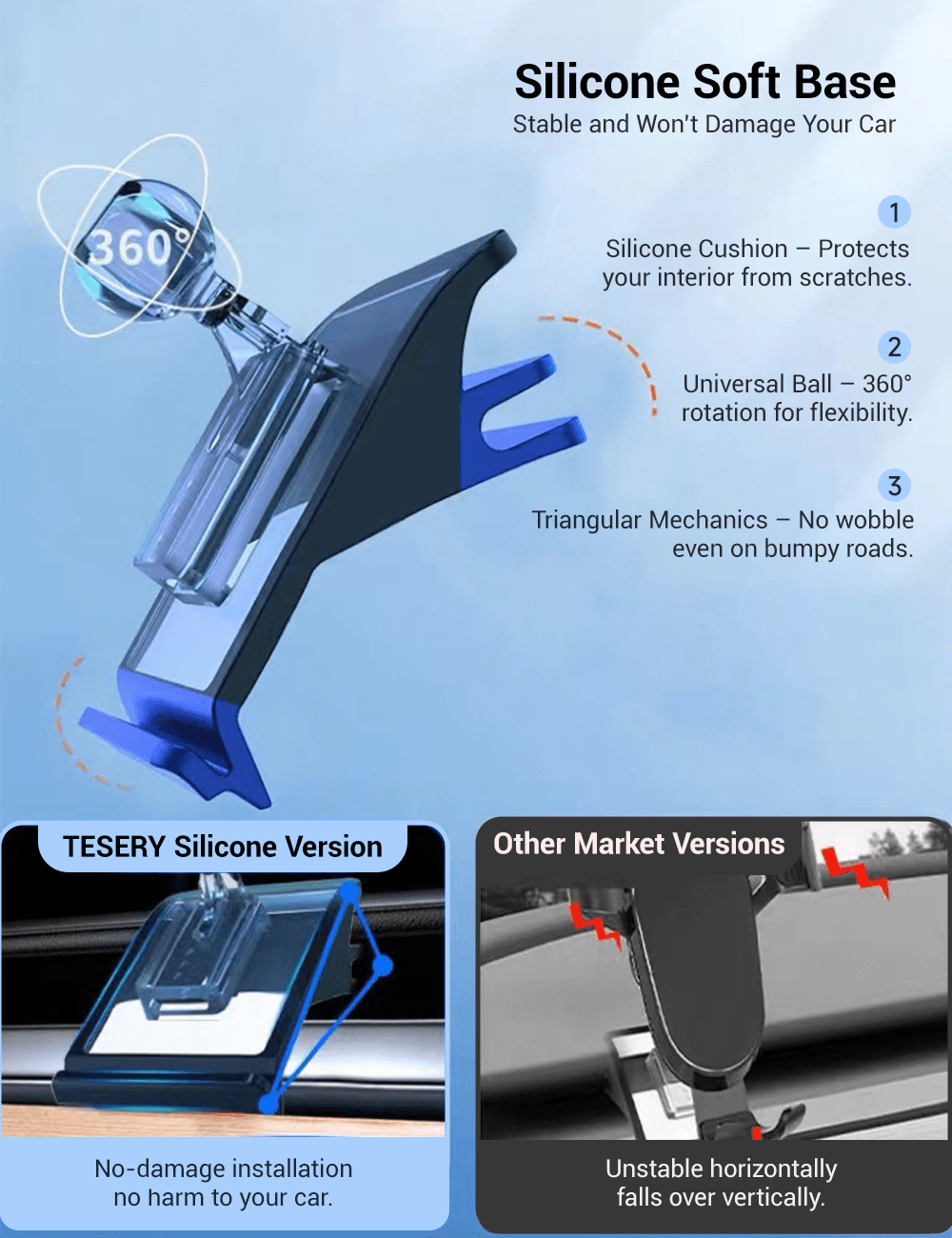 Solar Mobile Phone Holder for Model 3/Y |