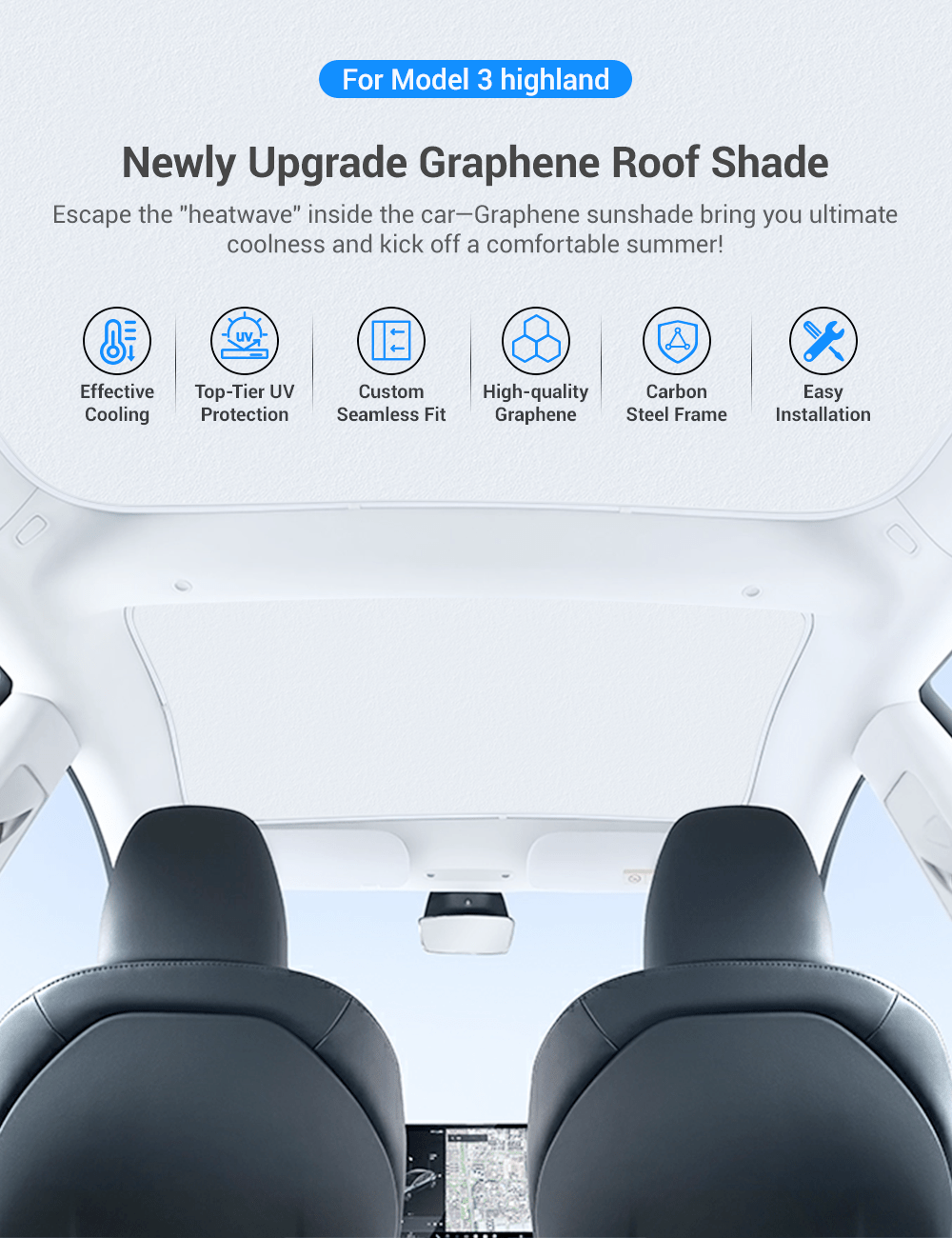 Glass Roof Sunshade for Tesla Model 3 |