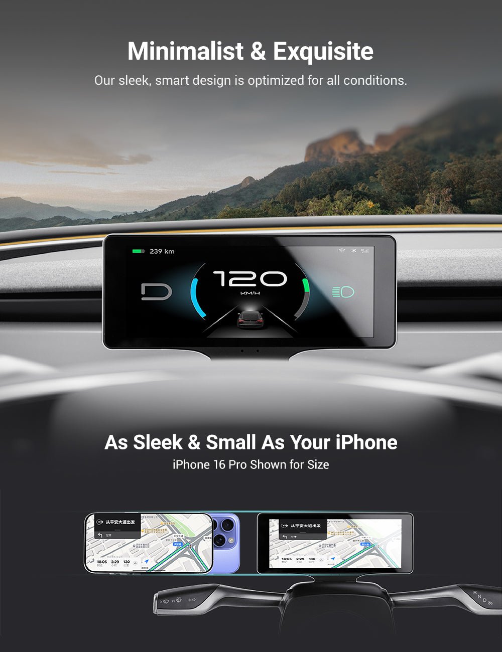 7′′ Gear Shift Touch Screen Dashboard Display for Model 3 Highland / Model Y Juniper