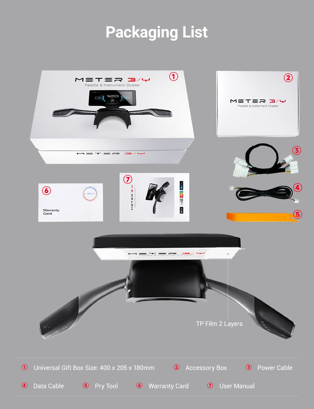 7′′ Gear Shift Touch Screen Dashboard Display for Model 3 Highland / Model Y Juniper
