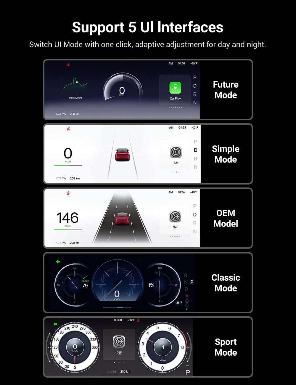 8.9'' Dashboard Display with Ambient Lighting for Model 3 Highland / Model Y Juniper