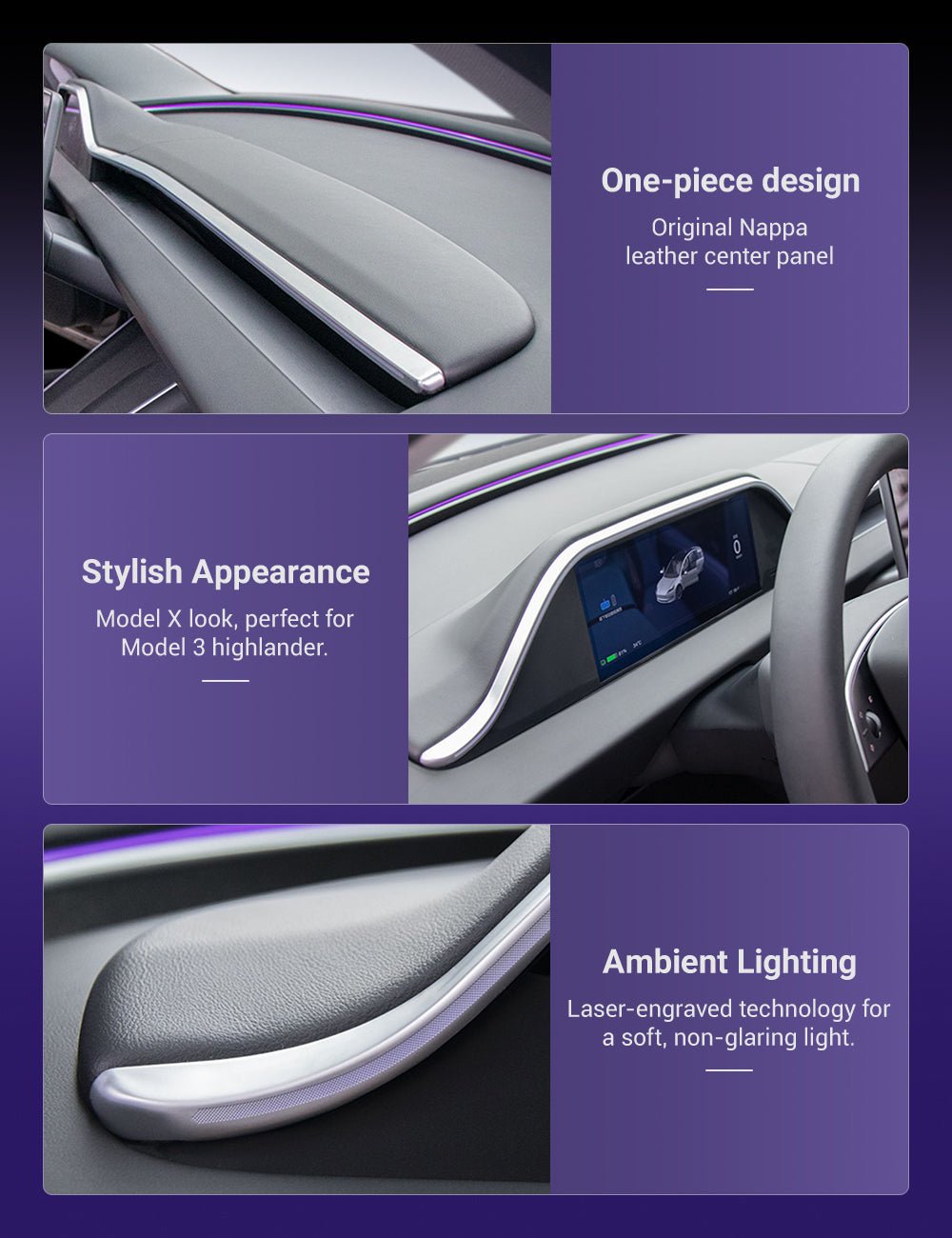 8.9'' Dashboard Display with Ambient Lighting for Model 3 Highland / Model Y Juniper