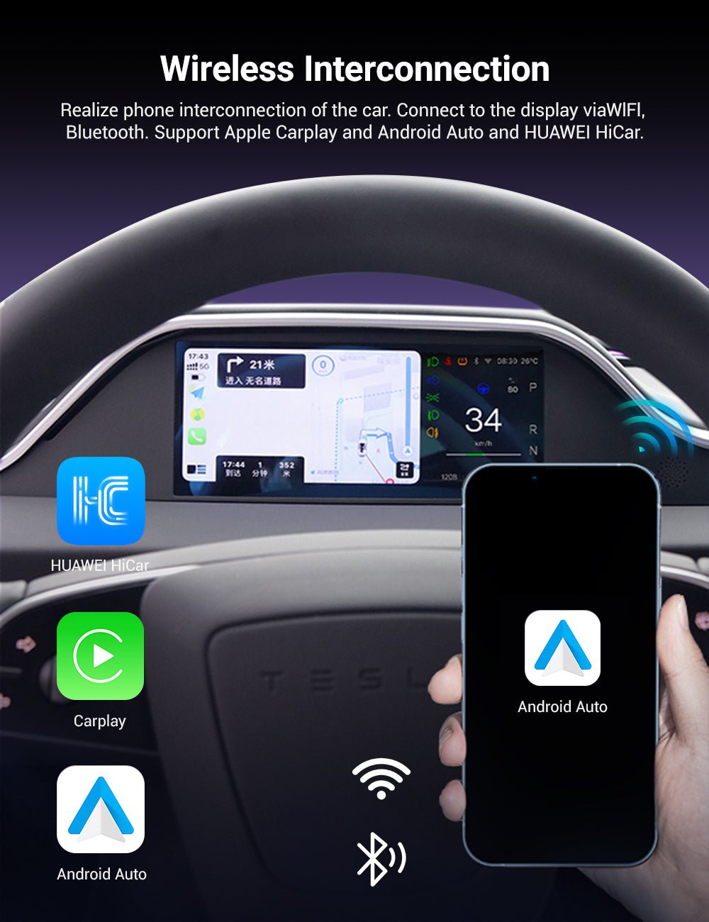 8.9'' Dashboard Display with Ambient Lighting for Model 3 Highland / Model Y Juniper